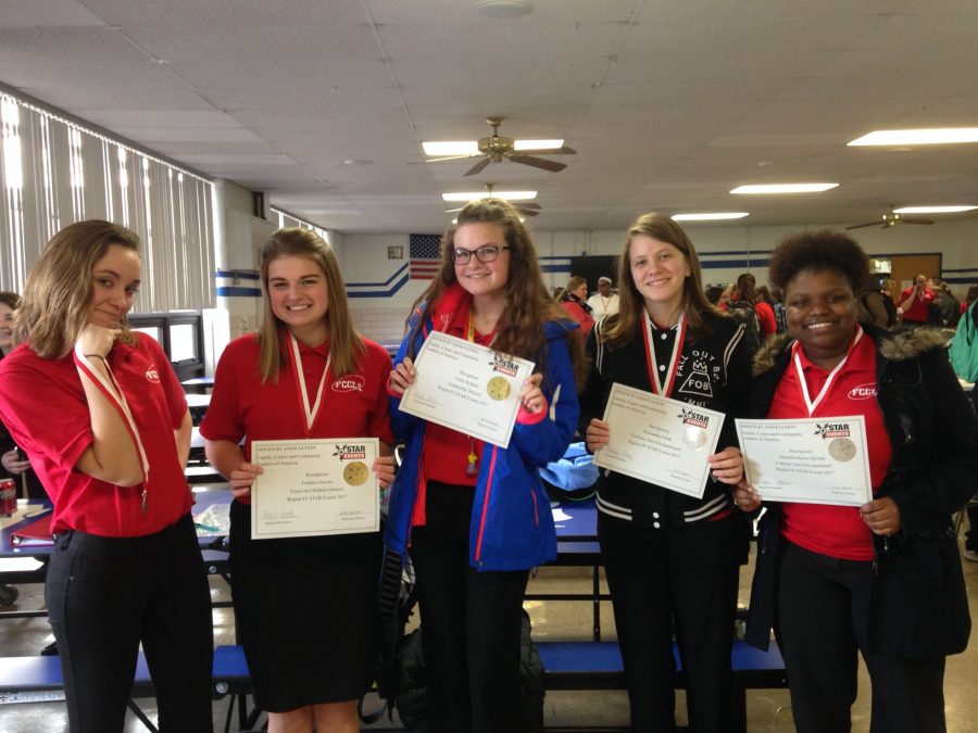 From left to right, Heather McClanahan, Lindsey Gevers, Claire Roberts, Cassie Frank, and Danielle Harris-McNair. All five girls who competed were honored. 