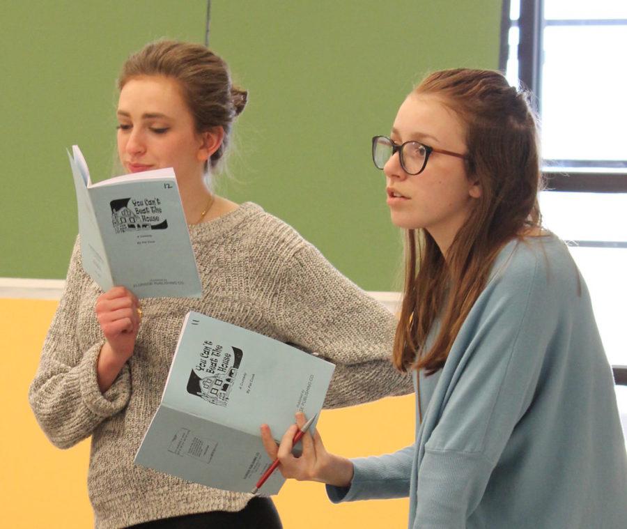 Alyssa Fay, playing Madame Zenobia, and Zoe Raye, playing Lillian, rehearse for the spring play, You Cant Beat the House.