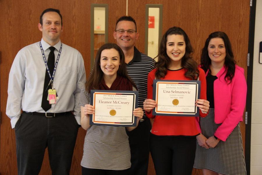 Eleanor McCrary and Una Selmanovic recently received $2,000 and $500 for winning 1st and 3rd place in an essay contest. 