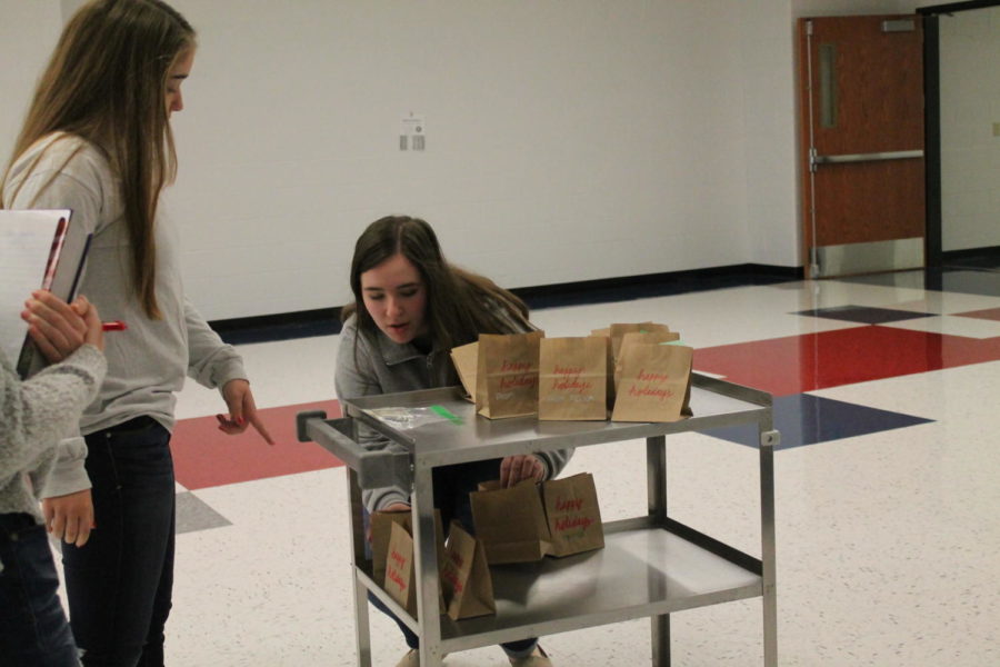 Sophomores Katelyn Yoder and Emma Benesek went and sold ornaments to teachers to help raise funds for Crisis Nursery.