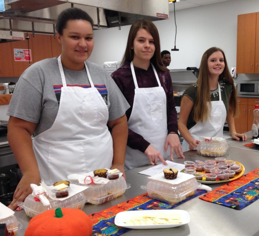 Students in Culinary Arts lll prepare to serve Liberty teachers breakfast.