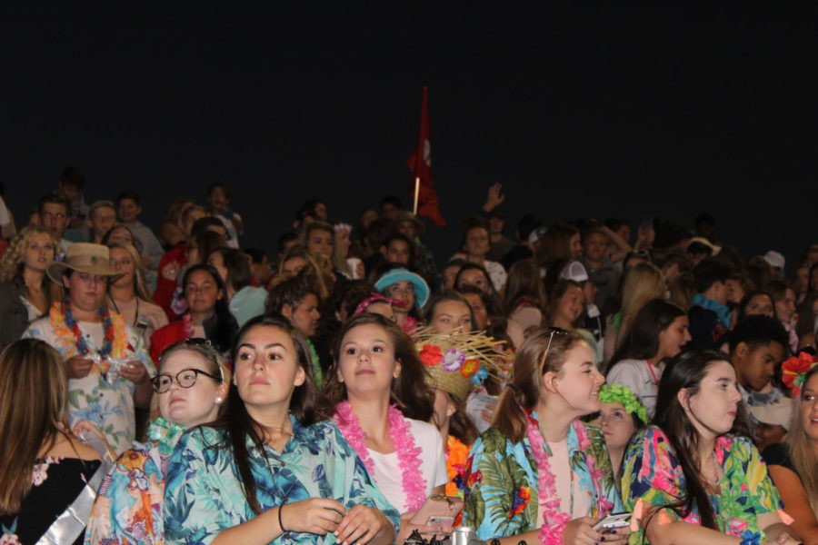 Students dress up for the beach-themed Homecoming game. The students who get involved in fun, school-wide spirit weeks helps to build a sense of community and involvement. 