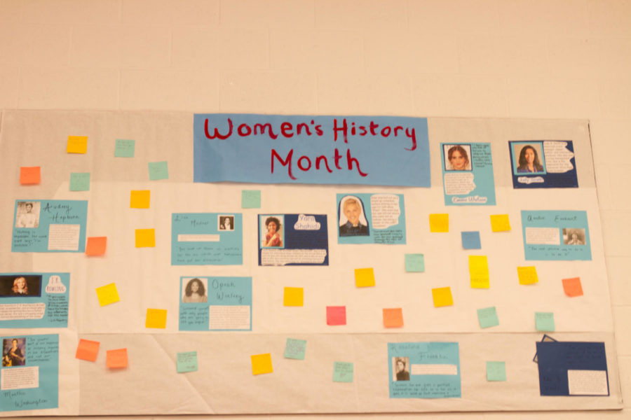 Liberty+students+left+sticky+notes+about+women+who+inspired+them+as+part+of+Womens+History+Month.+