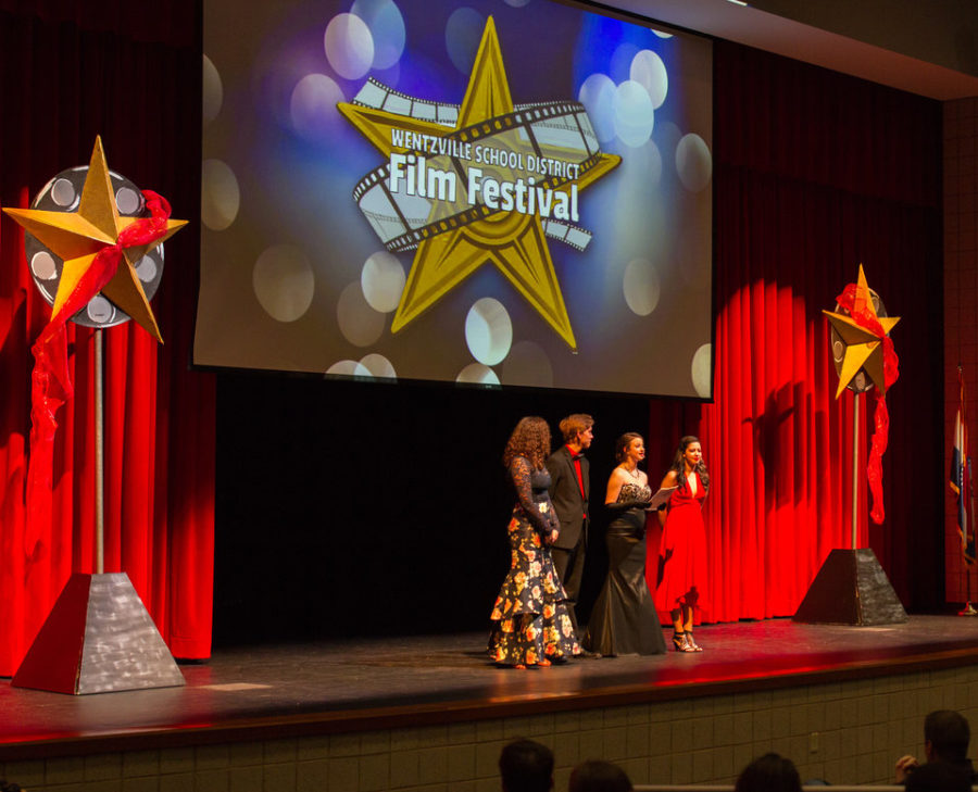 The+Wentzville+Film+Festival+was+held+at+Liberty+High+School+and+was+hosted+by+Timberland+High+School+students+Sammie+Lammert%2C+Jace+Nielsen%2C+Sara+Phillips+and+Tori+Smith.