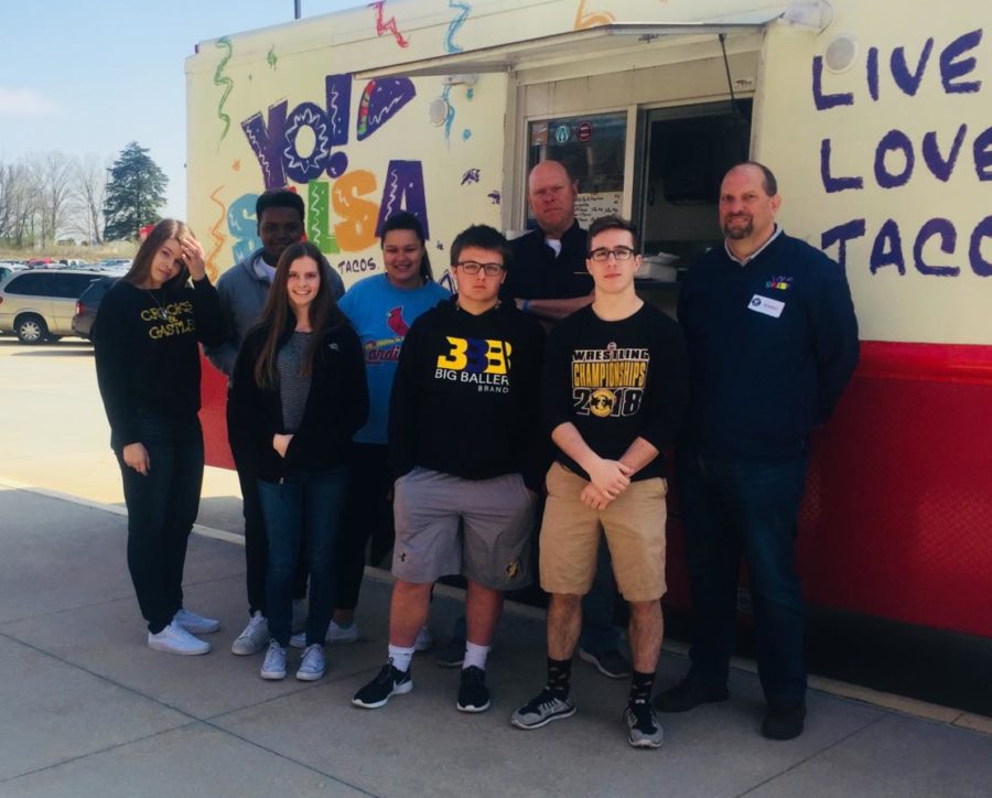 The owner of Yo Salsa Food Truck came to donate his time to teach culinary III students about the food truck business. 
