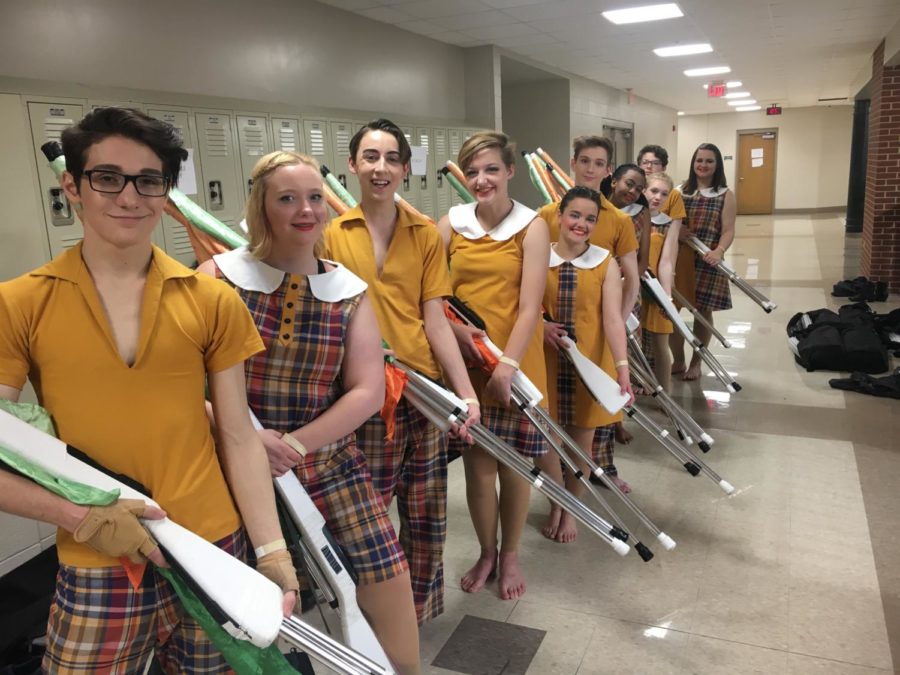 The guard stands in line before heading to their 15 minute practice gym to prepare for their performance at 11:24 a.m.
Left to Right: Christian Tebeau, Kayla Peters, Eric Welker, Abby Shields, Brianna Hill, Braden McMakin, Alliesa Howard, Kaylee Williams, Kyle Pridgeon, Allie Holtschlag.