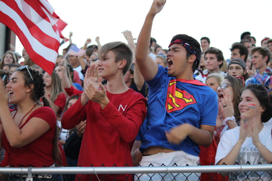 Many students participated in the first football game of the year. The theme was:  Red, White and Blue. 