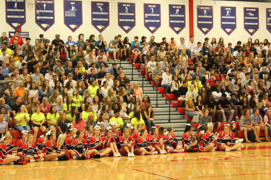 Link Crew members joined the freshman while they were sitting during the assembly  to make them feel more comfortable. The Link Crew was required to wear the bright yellow shirts so freshman could ask them a question or direct them where they needed to go. 