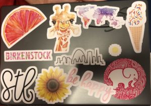 “My favorite sticker is one that says Birkenstock in a floral pattern. I get all my stickers from a website called Redbubble. They always have cute stickers,” senior Alivia Girard said.