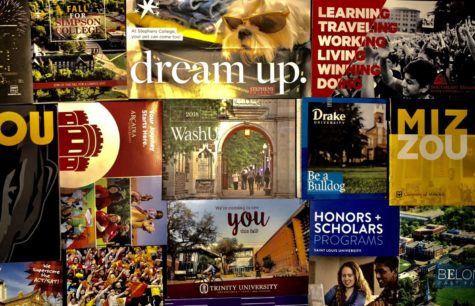 Colleges send letters and information to get students interested and informed about their college. 