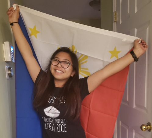 Freshman Annika Pastrana proudly displays her Filipino flag.