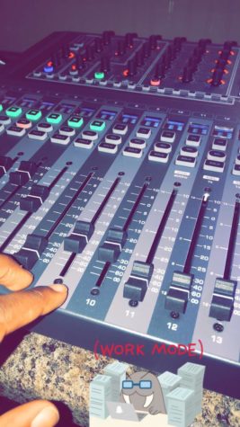Tai Williams in the studio messing with different sounds for future beats.
