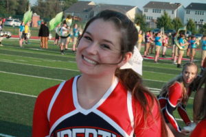 Grace Watson warms up before the Liberty football homecoming game.