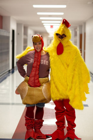 A total of $446.91 was raised in the turkey drive providing turkeys for the community. Mrs. T.O. had the most donations and wore the turkey costume. Mr. Barker raised $21 and wore the chicken suit.