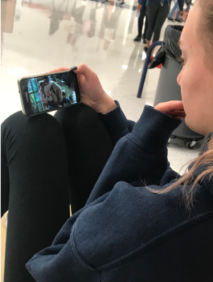 Freshman Christina OMara watches the new Netflix film Birdbox. In a recent tweet, Netflix said that more than 45 million accounts watched its Sandra Bullock-led thriller in the film’s first week, making it one of the most popular films of 2018. 