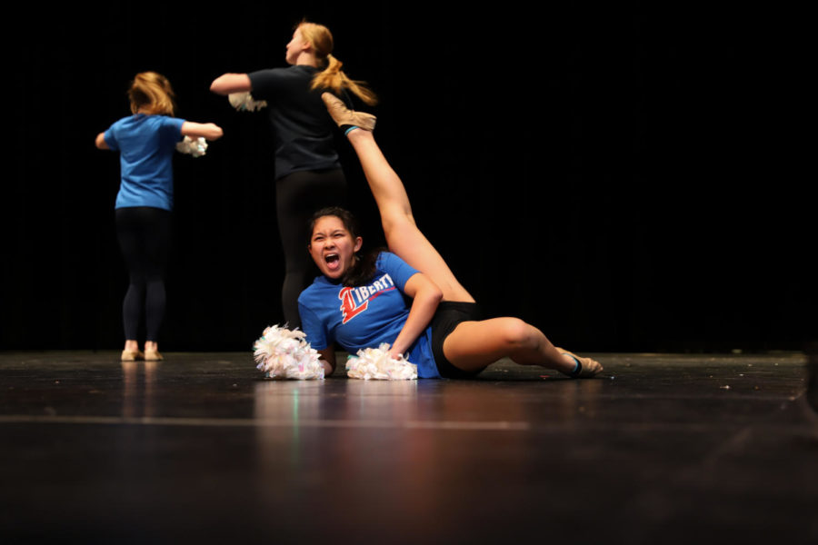 Sophomore Ianne Salvosa practices her routine with the JV dance team.
 