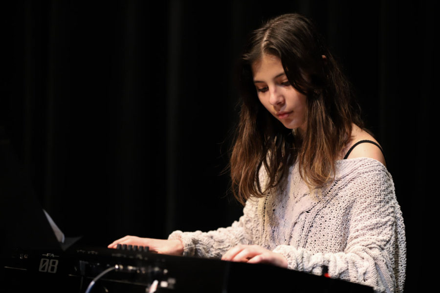 Sophomore Irem Inan plays the piano for her act.