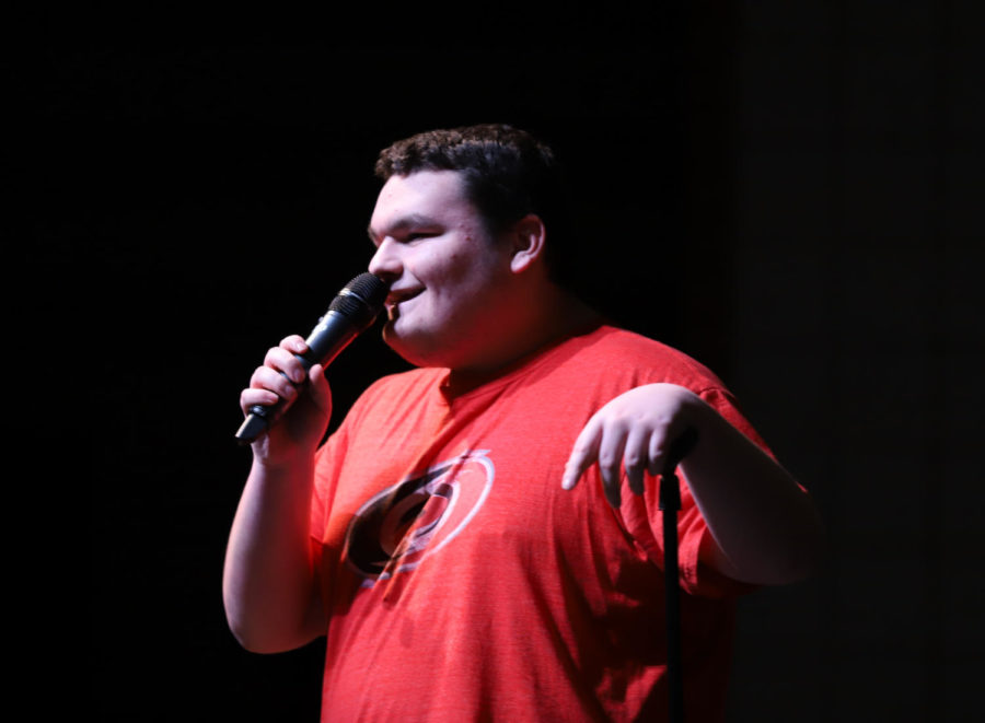Senior Caleb Woods rocks out to Genesis' "Invisible Touch".