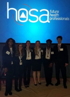 Liberty HOSA students qualify for internationals and pose for a quick picture at the conference. 