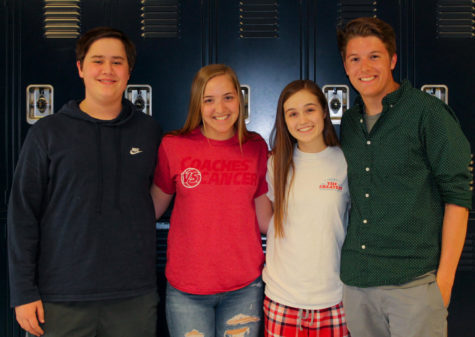 Left to right: Sam Ardery and Hannah Behlmann are running mates against Aimee Weber and Zach Kerns. The group has worked together in StuCo throughout the year. 