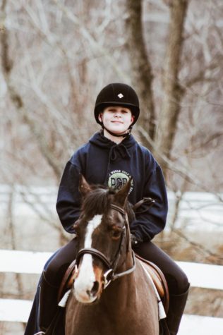 Shelby Hunt on her pony, Gus.