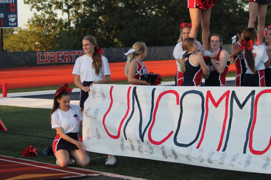 Liberty cheer hypes up the crowd before the first home game.