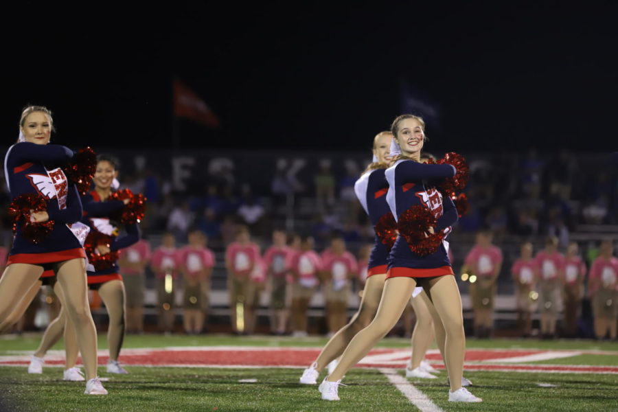 Dance performs at the varsity game against Westminster on Sept. 6.