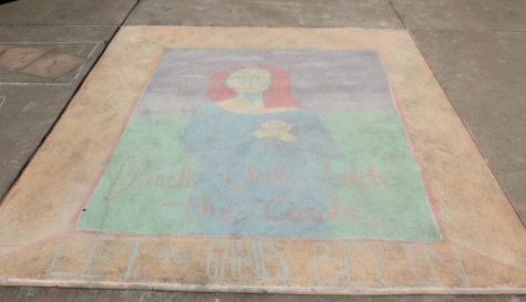 French Clubs beautiful chalk masterpiece of the Mona Lisa. 