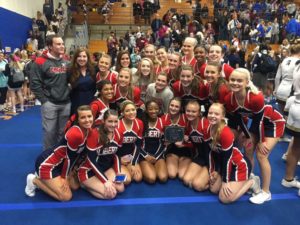Liberty cheerleaders celebrate another regional championship. 