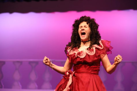 Cinderellas stepsister Charlotte (Anna Decker) screams in agony after the prince rejects her. 