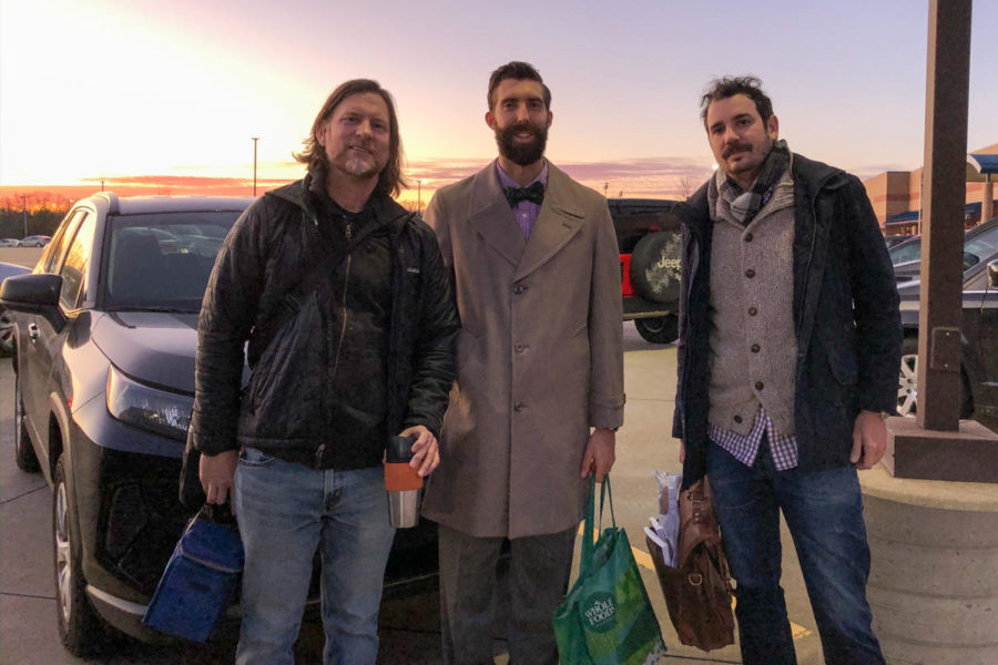 The triumvirate - Mr. Weis, Mr. Hendricks and Mr. Stoll - gather for a photo after their commute to Liberty. 