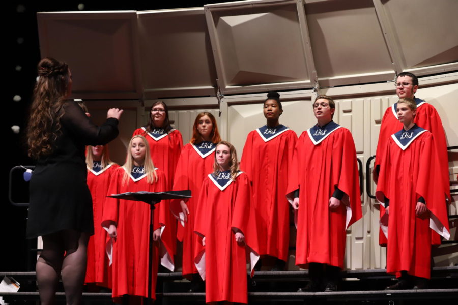 The concert choir was the first group to perform at the winter choir concert.