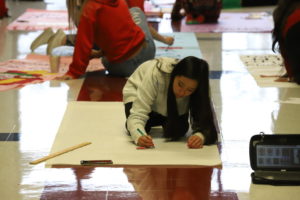 Junior Britney Thai works on a Door Deck. 