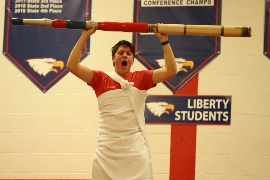 Senior Zach Kerns show pride after the parting of the Red Sea.