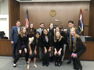 The mock trial team  competed in two rounds at the St. Louis County Courthouse against Jefferson City and Lutheran South in early 2020.
