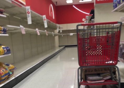 With no teenagers or customers walking or driving to Target, its eerily empty. 