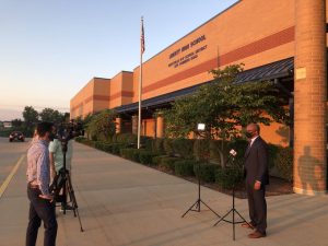 Dr. Cain is interviewed by KSDK before the first day of school Monday morning. 