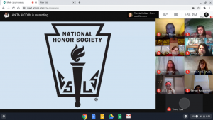 A screenshot from the National Honors Society virtual induction ceremony.