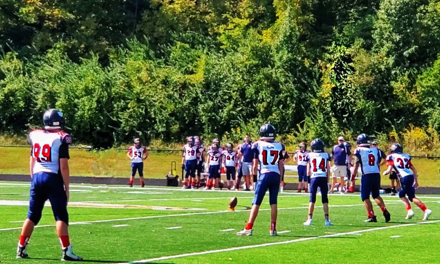 The Jr. Liberty Eagles play a game against the Jr. Troy Trojans earlier this fall. 