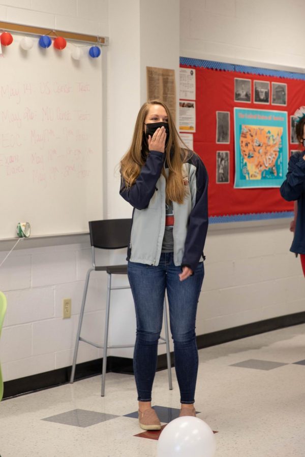 Student Council surprises Ms. Holmes with a surprise bridal shower.