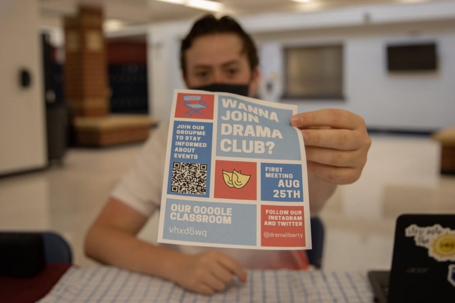 Drama club promotes their first club meeting of the year. (Pictured: Michael Gannon, 12)