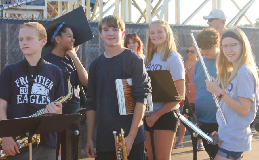 Frontiers 8th-grade band students at the 9/17 home game against Fort Zumwalt South. 