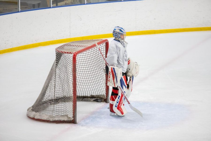 Goalie Quinn Meyer is one of the many middle school students that play on the Liberty hockey team.