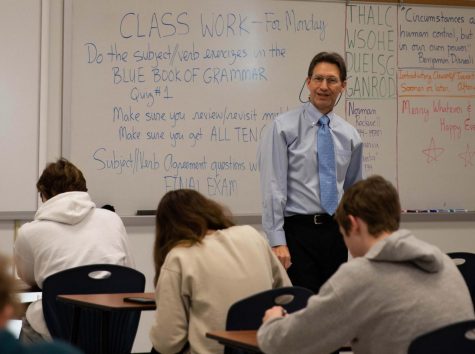 Mr. Bertenshaw lectures during a English 1 class.