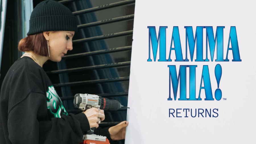 Helen Erne (11) works on the set for Mamma Mia, the musical.