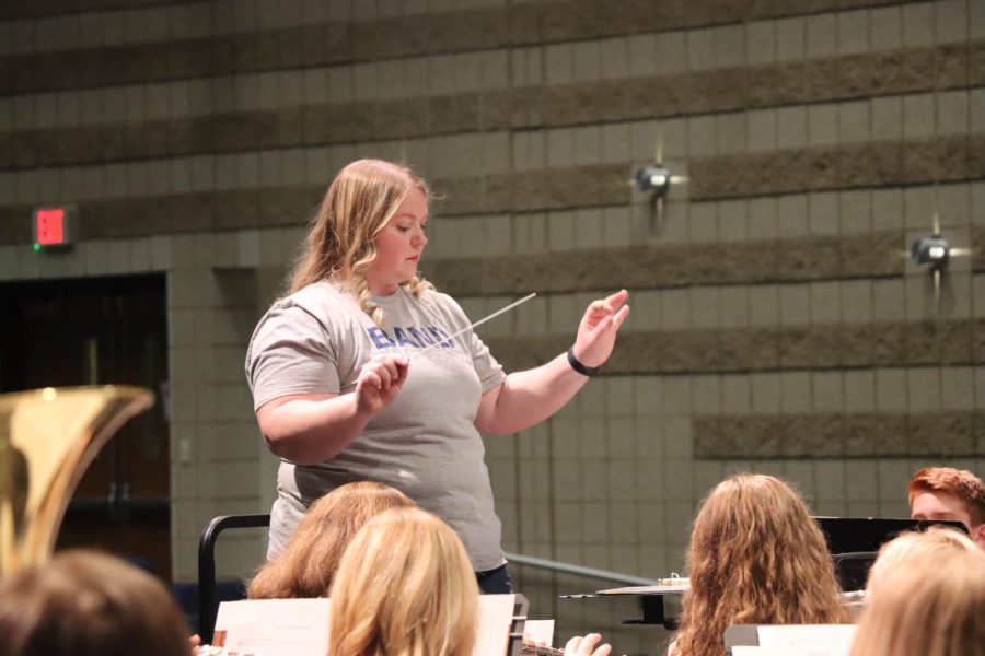 Director Ms. Frein conducts the WSD Community Band.