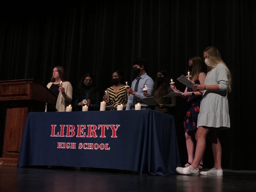 National Honor Society hosts its first in-person ceremony since 2020. 