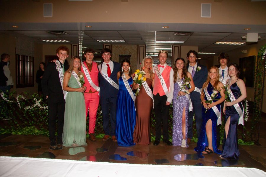 Prom Court pose after Hailey Jolliff and Tanner Gunn win King and Queen 