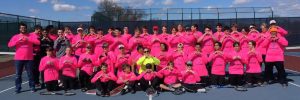 The tennis team dressed in pink to support  Kleiber through her tough time.