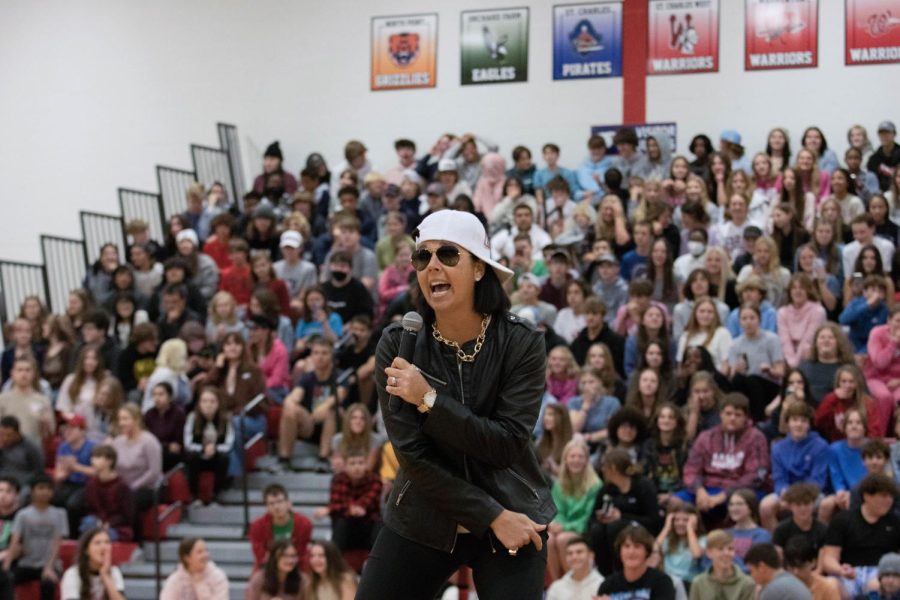 Ms. Strathman performs All I Do Is Win in the lip sync competition.